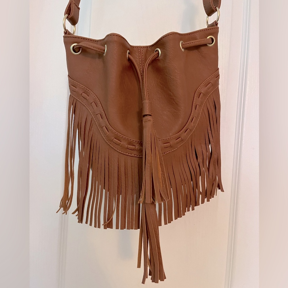 Faux Leather Boho Bucket Bag